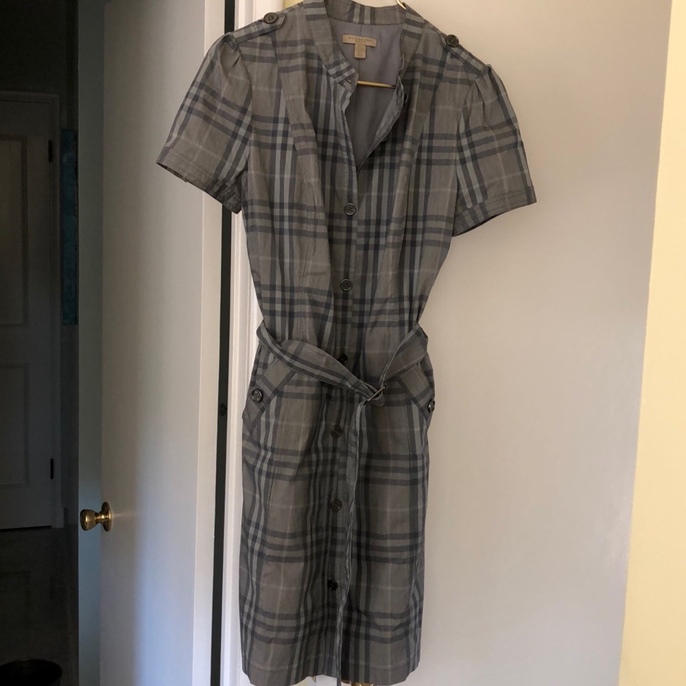 Burberry Brit Plaid Safari-style Coat Dress w/Belt
